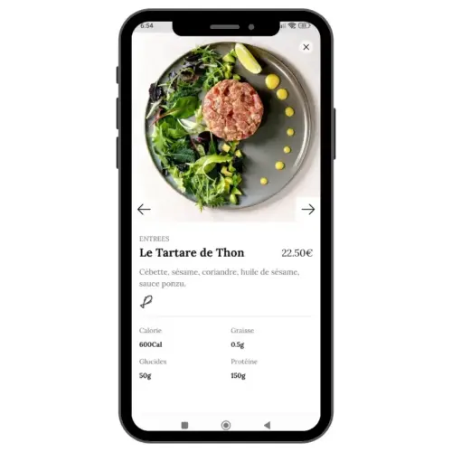 Carte restaurant virtuelle